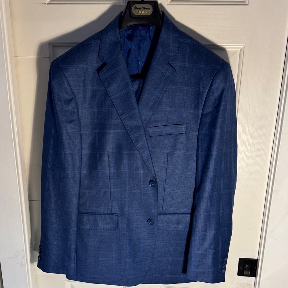 Tailored blue windowpane suit